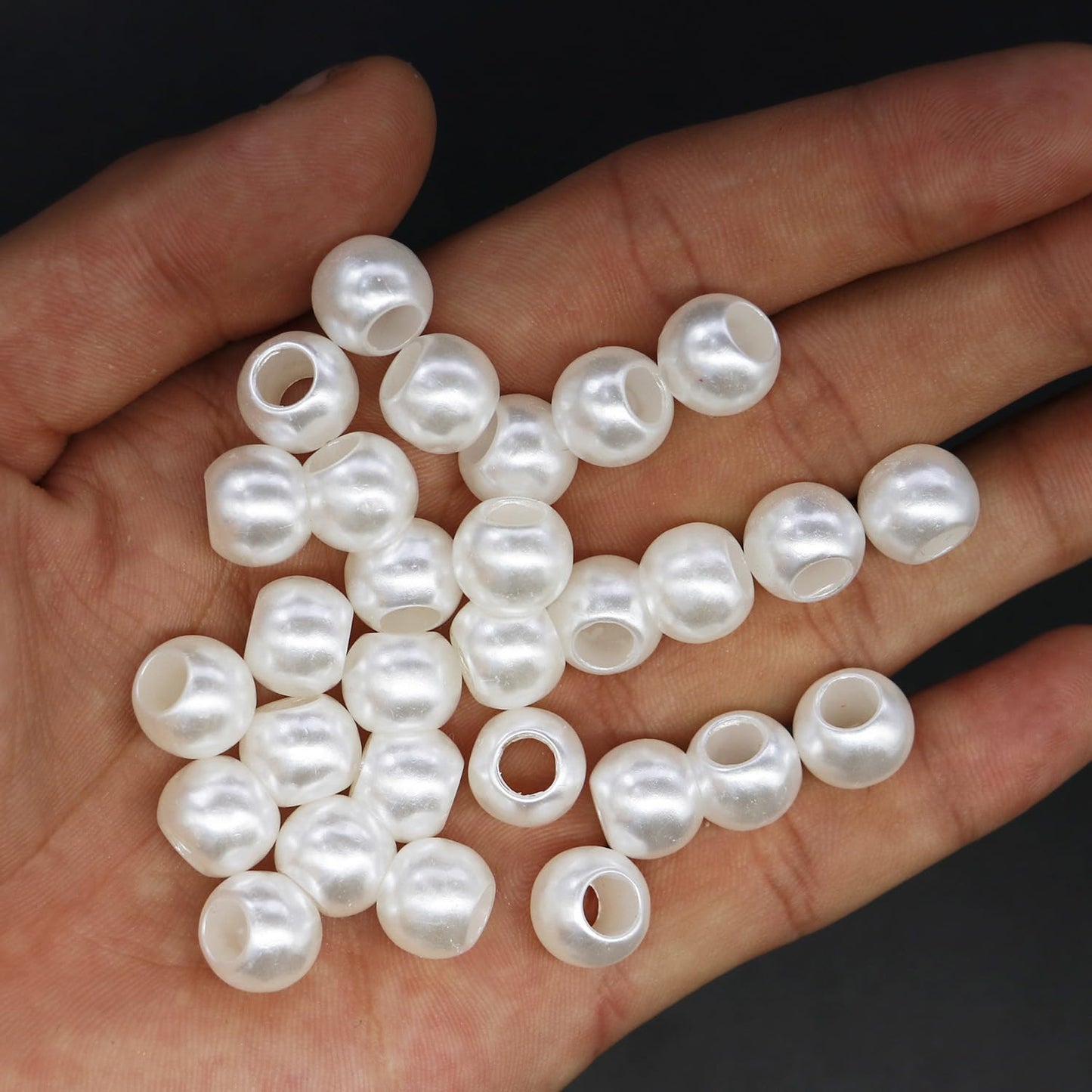 SEVENHEAD 50 Pcs Dreadlock Beads Highlight ABS White Pearl Dreadlocks Beads Hair Braid Clips Hair Decoration for Braids(White Pearl)