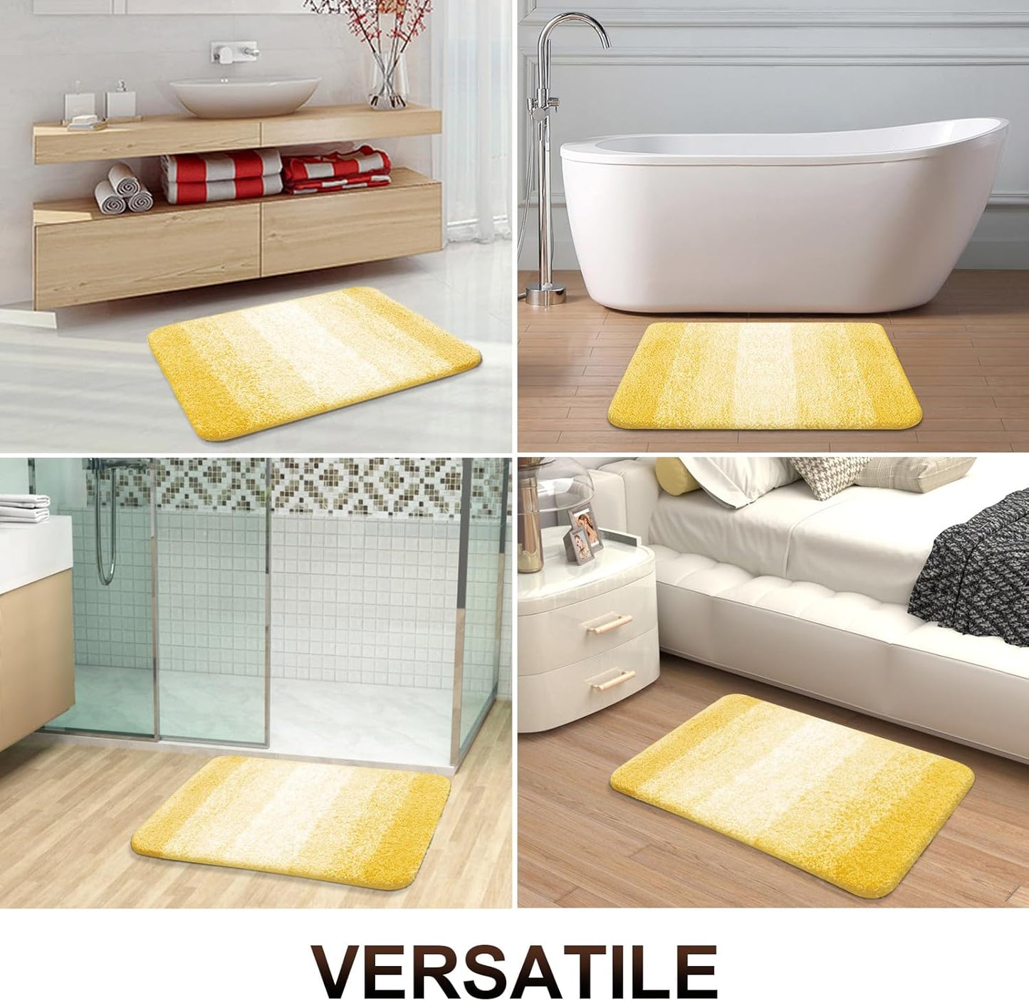 OLANLY Bathroom Runner Rugs 47x17, Extra Soft Absorbent Microfiber Bath Rugs, Rubber Backing, Quick Dry, Machine Washable Bath Mats for Bathroom Floor, Tub and Shower, Home Decor Accessories, Yellow