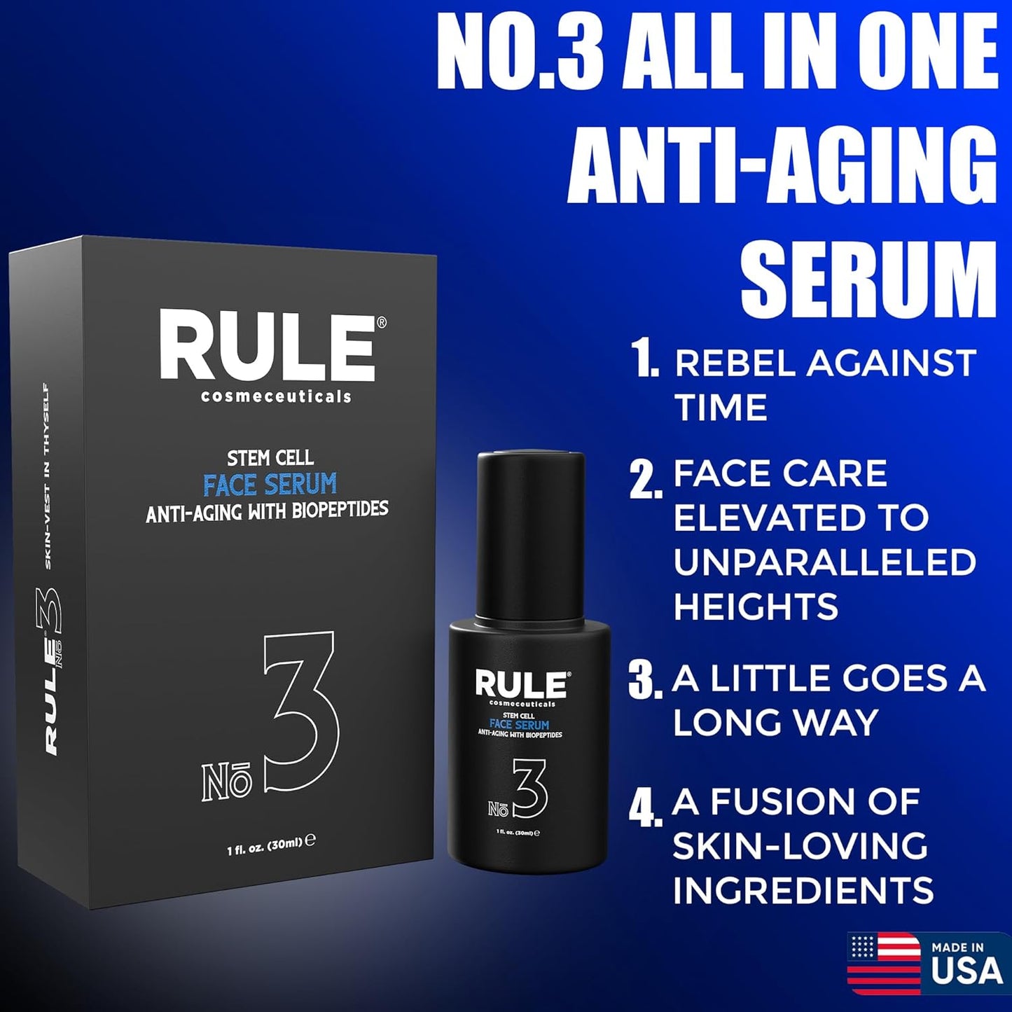 No.3 - Facial Serum with Biopeptides & Apple Stem Cells, Face Serums for Anti Aging, Peptide Serum as Skin Toner and Dark Spot Remover for Face, 30 mL