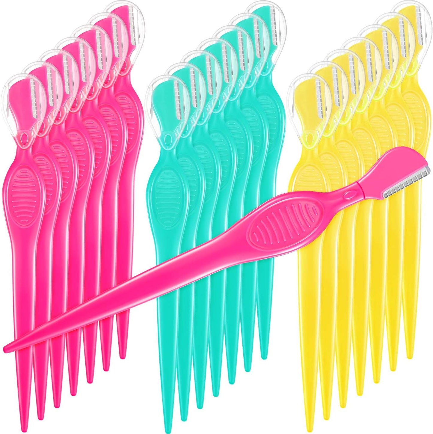 Mudder 21 Pcs Eyebrow Razor Eyebrow Shaver Facial Razor Multipurpose Face Trimmers with Precision Cover for Women Makeup Care Tools(Green, Blue, Yellow)