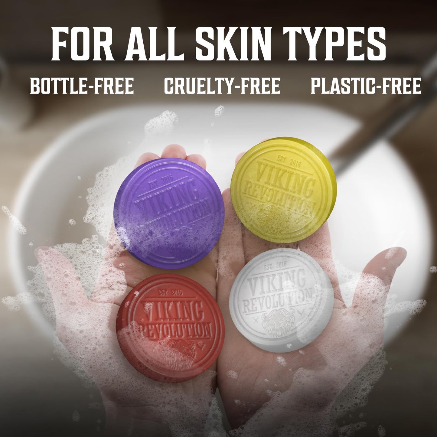 Viking Revolution Shaving Soap for Men - Shave Soap for Use with Shaving Brush and Bowl for Smoothest Wet Shave, Shaving Soap Puck - 4 Pack Variety, Each Pack 2.5oz