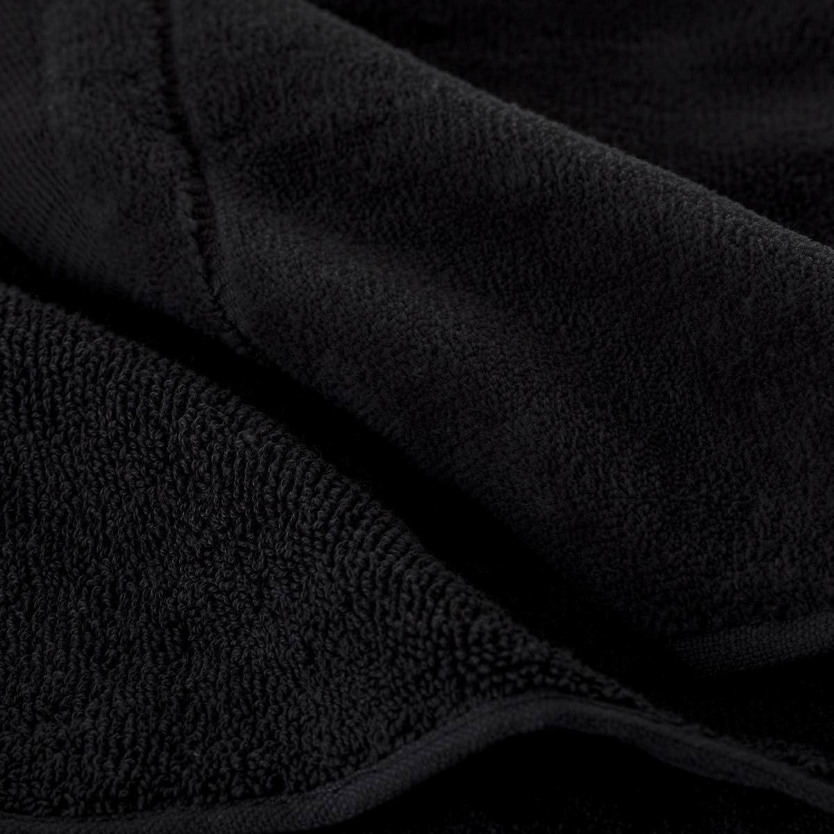 Cotton Fingertip Towels Set Black - 4 Pack - 11 x 18 Inches Decorative Small Extra-Absorbent and Soft Terry Towel for Bathroom - Powder Room, Guest and Housewarming Gift (Black)