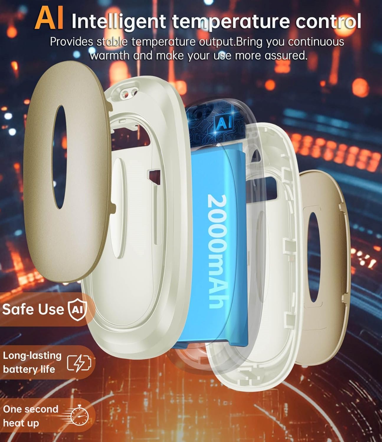 Hand Warmers Rechargeable with 10000mAh Charging Case, 2000mAh Portable Hand Warmers 2 Pack, Reusable Electric Pocket Heater for Hunting, Camping Gear, Outdoors, Gifts