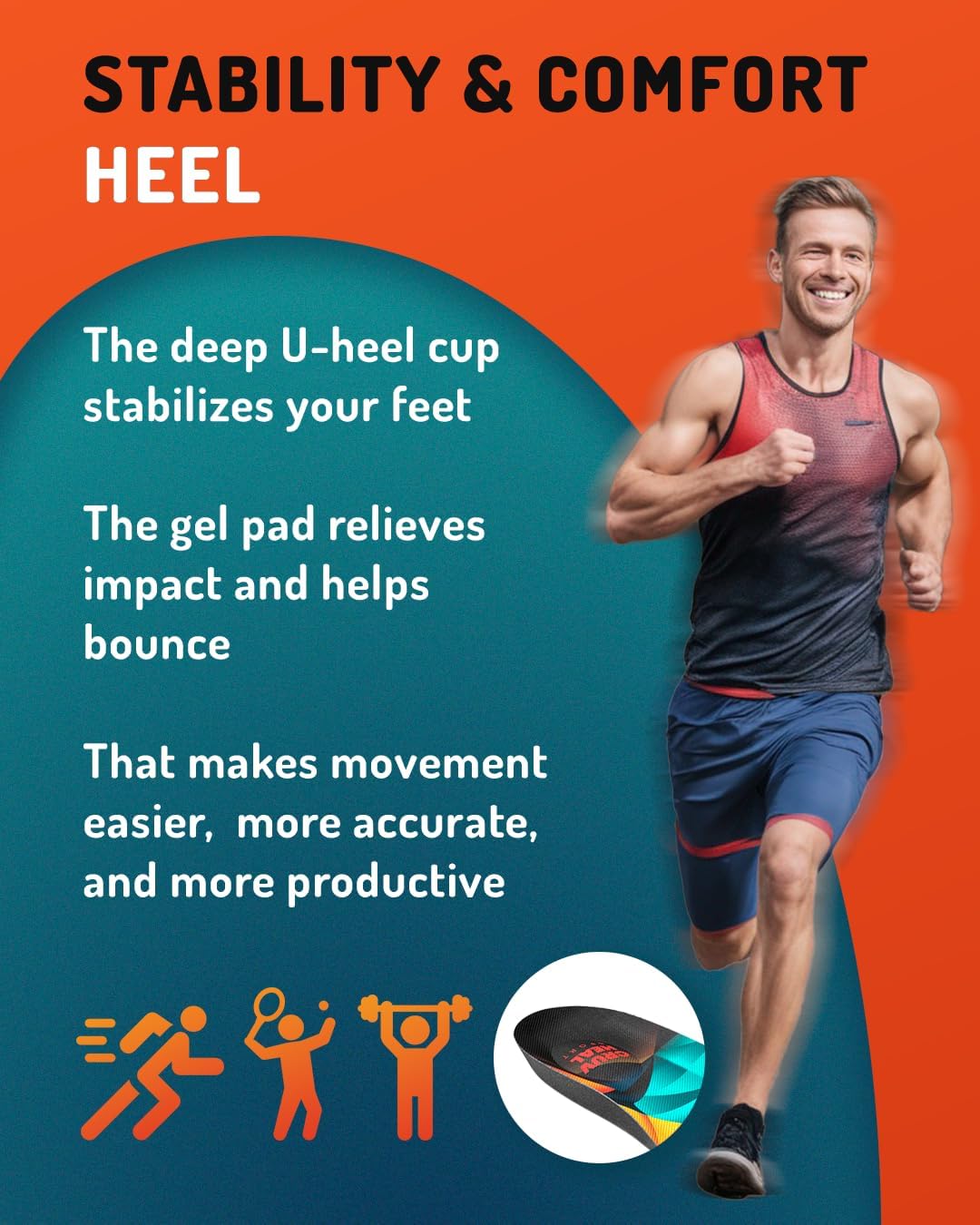 Sport Shock Absorbing Insoles - Athletic Shoe Cushioning Inserts for Men and Women - Ideal for Active Sports Running Training Hiking - Neutral Arch Good for Sneakers Shoes, XL