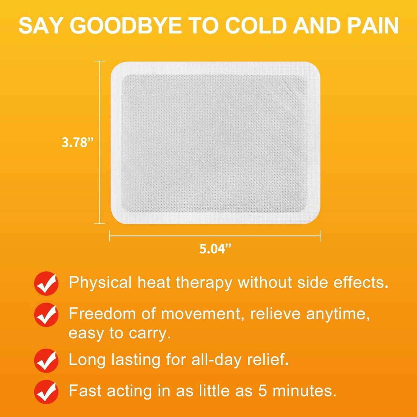 Body Warmers Heat Patches, Adhesive Heating Patches Disposable, Portable Instant Hot Packs Lasting up to 10 Hours, Travel Size Heat Pads on Cruise- 20 Packs