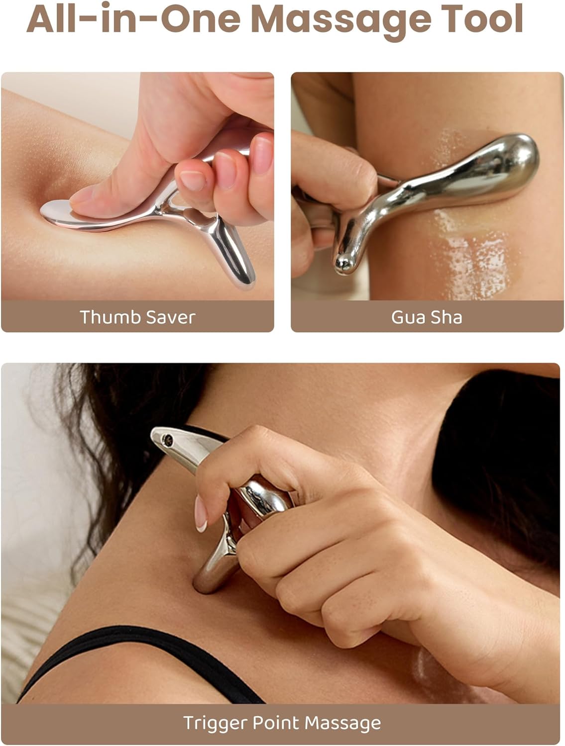 lifechill Trigger Point Massage Tool for Deep Tissue Massage & Gua Sha, Muscle Scraper Tool for Full Body Pain Relief, Thumb Saver Acupressure Tool, FSA HSA Eligible