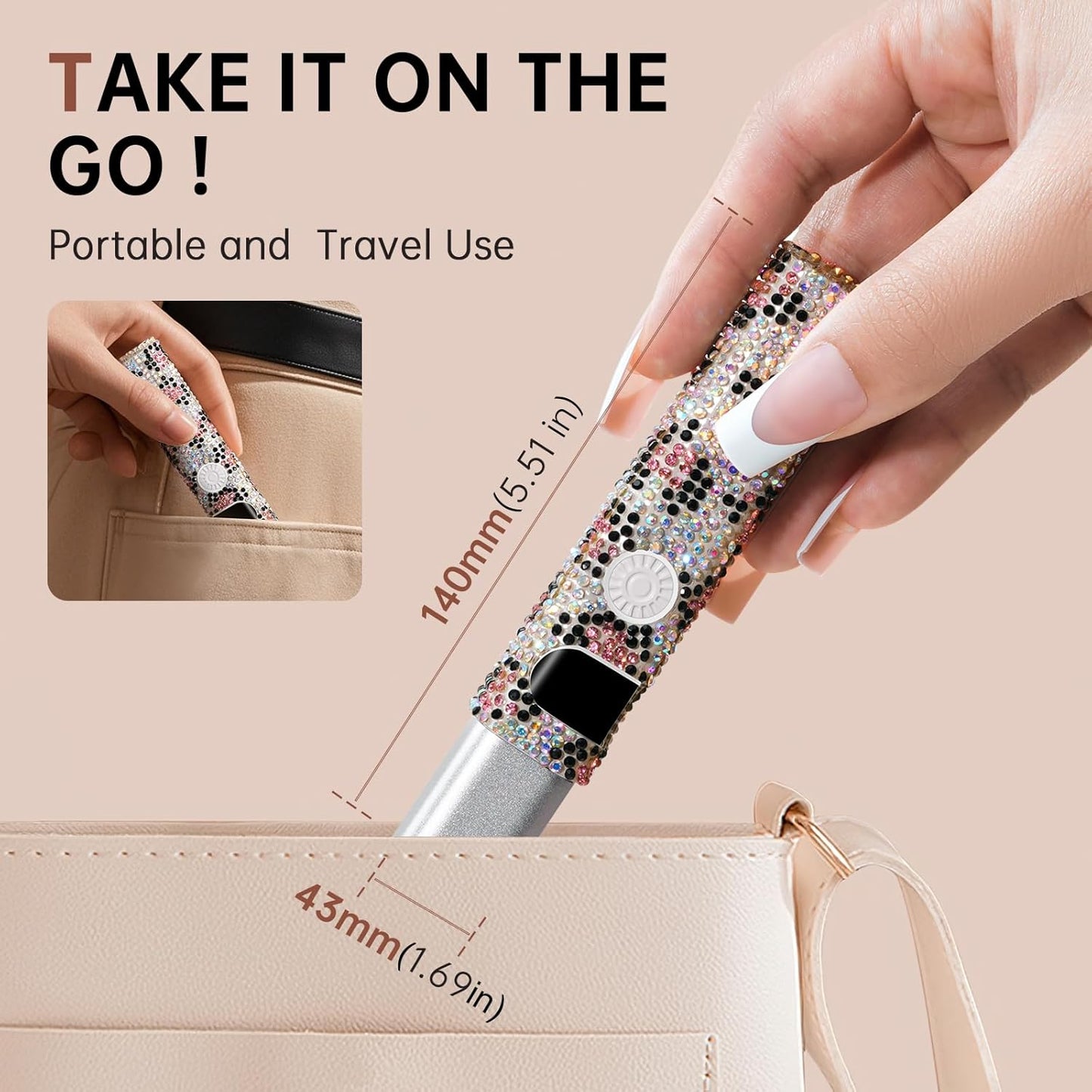 Handheld UV Light for Gel Nails,Mini LED Cordless Nail Lamp for Gel Nail Polish,Portable Flash Cure Lamp,Rechargeable USB Nail Dryer with LCD Display Fast Curing Home DIY