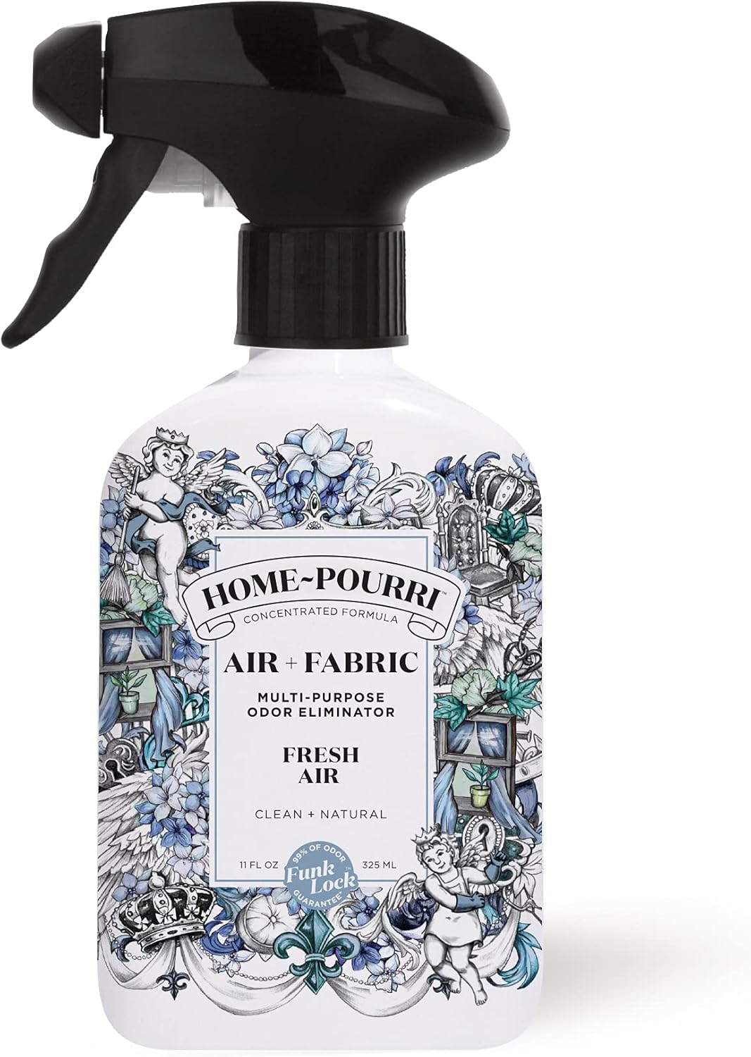 Home-Pourri Air + Fabric Multi-Purpose Odor Freshener Spray, 11 Fl Oz, Up to 570 Uses, Fresh Air Scent, Room Deodorizer with Essential Oils, for Carpets, Couches, Bedding & Curtains