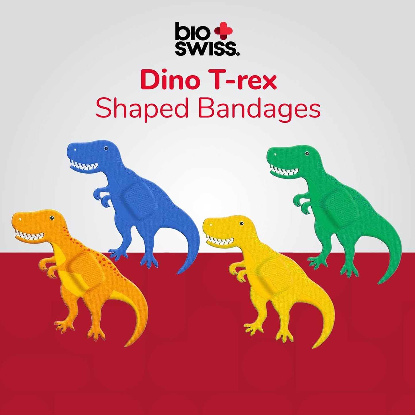 BioSwiss Kids Bandages, Dinosaur Shaped Self Adhesive Bandage Set, Latex Free, Sterile Wound Care, 50 Count