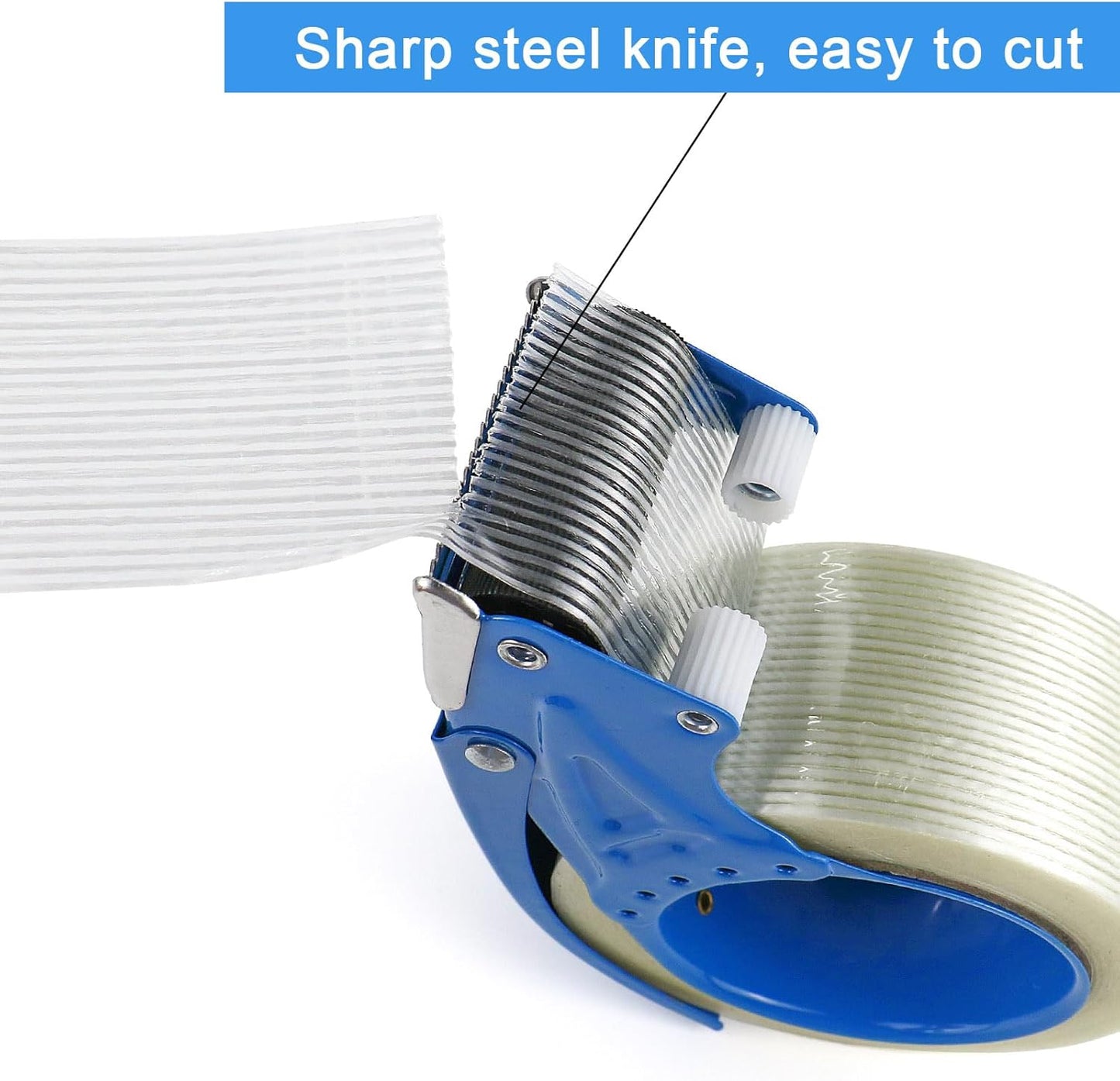 BOMEI PACK Metal Packing Tape Dispenser, 2inch Heavy Duty Handheld Heavy Tape Dispenser, 2Pcs, Blue