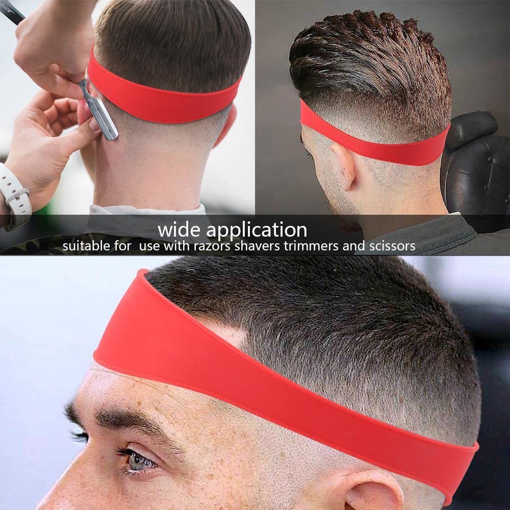 Neckline Shaving Template, Hair Cutting Guide Curved Neck Hair Shaving Template Soft Silicone Neckline Trimming Template for DIY Home Haircuts (Red)