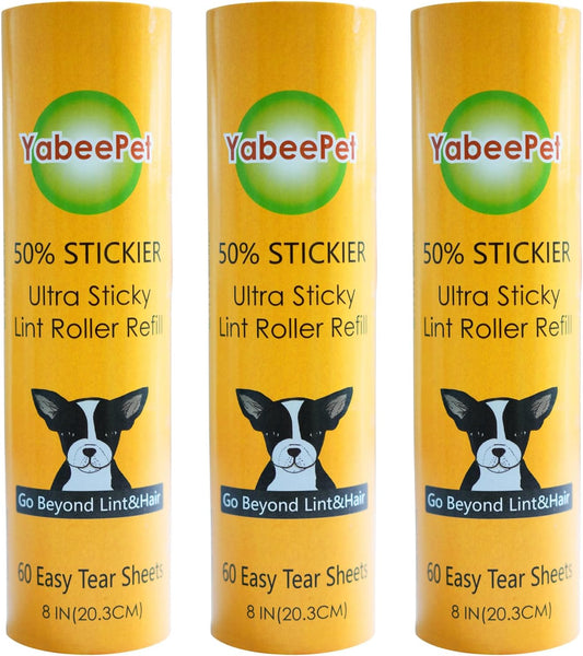 Large Surface Roller Refill for Scotch-Brite 50% Stickier Lint Roller, Works Great On Pet Hair (60 Sheets per Roll, 3 Pack Refills)
