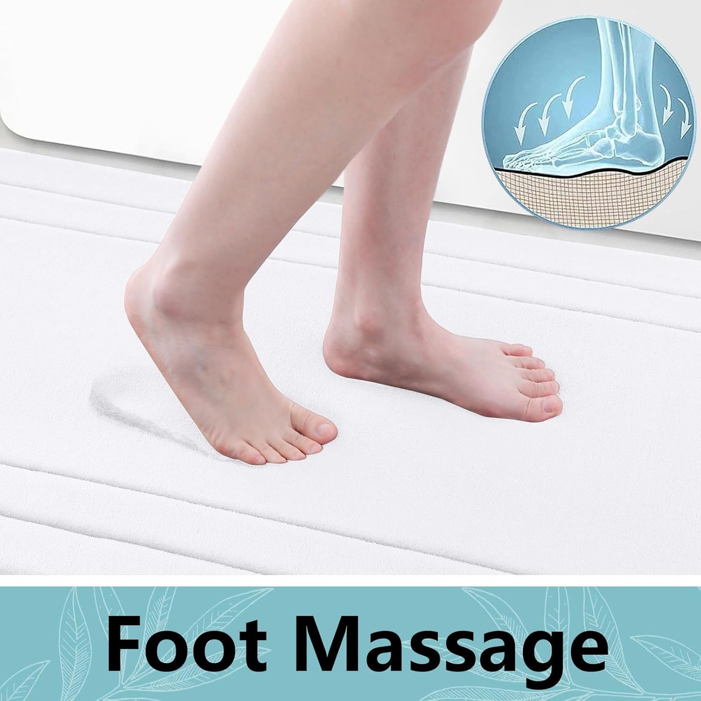 Arotive Memory Foam Bathroom Rug Mat 47x17, Ultra Soft and Absorbent Bath Mat, Machine Wash Dry, Comfortable Bath Rug Carpet for Bathroom Floor, Tub and Shower, White