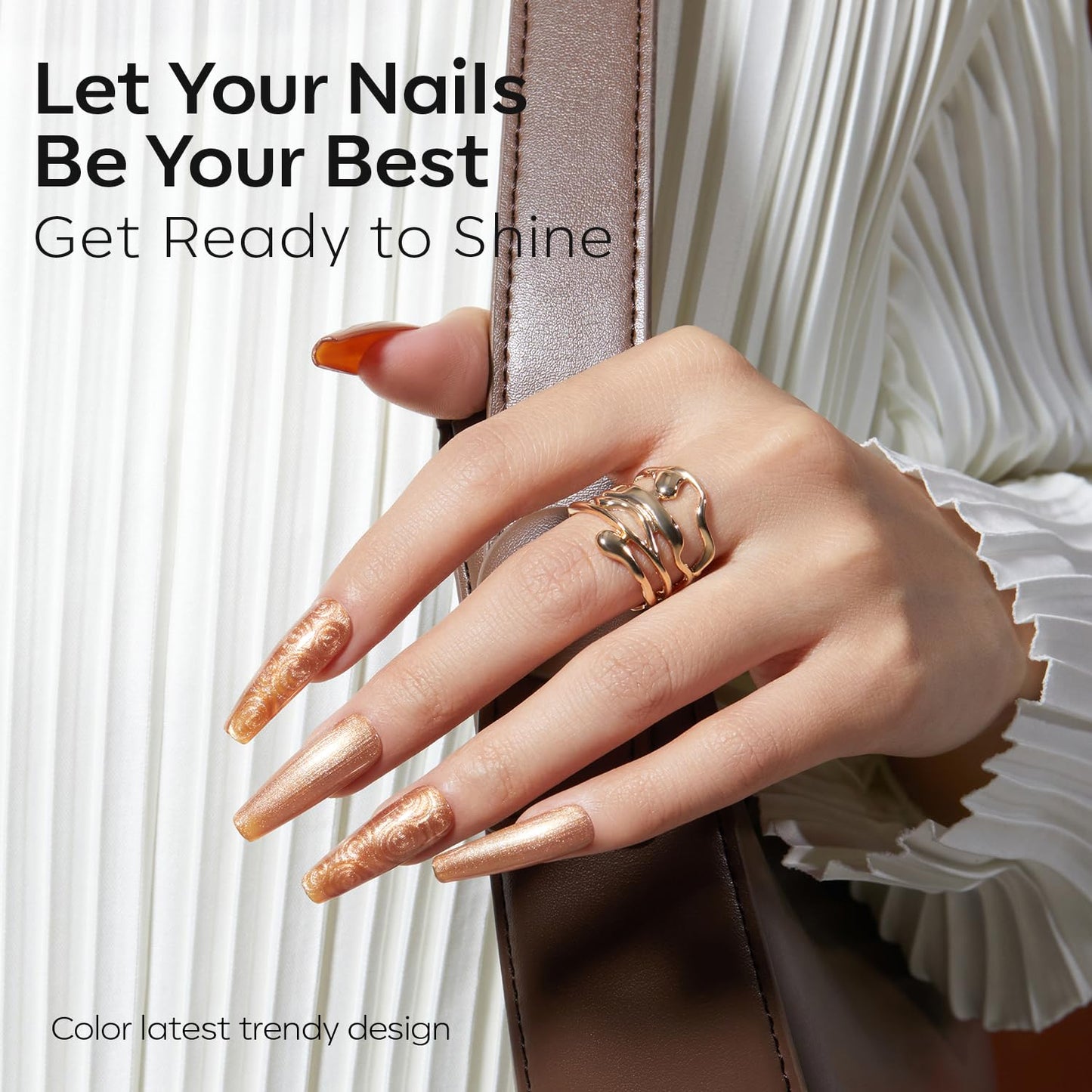 modelones Bronze Brown Nail Polish, 15 ml Metallic Brown Glitter Quick Dry Nail Lacquer Strengthener Long Last Shine Fingernail Toe Nail Art DIY Home Travel Manicure Gift for Women Girls 0.5 Fl Oz