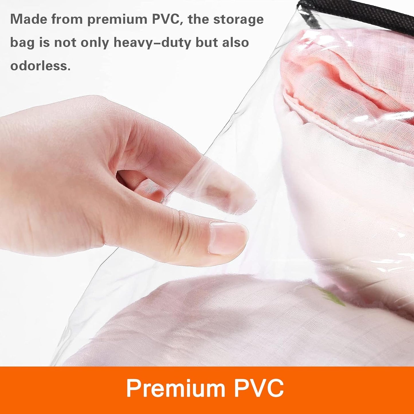 Vieshful 3 Pack 40L+60L+90L Clear Clothes Storage Bag, Zippered Closet Organizer, Plastic Storage Containers Moving bags for Comforter, Blanket, Bedding, Duvet, Toys