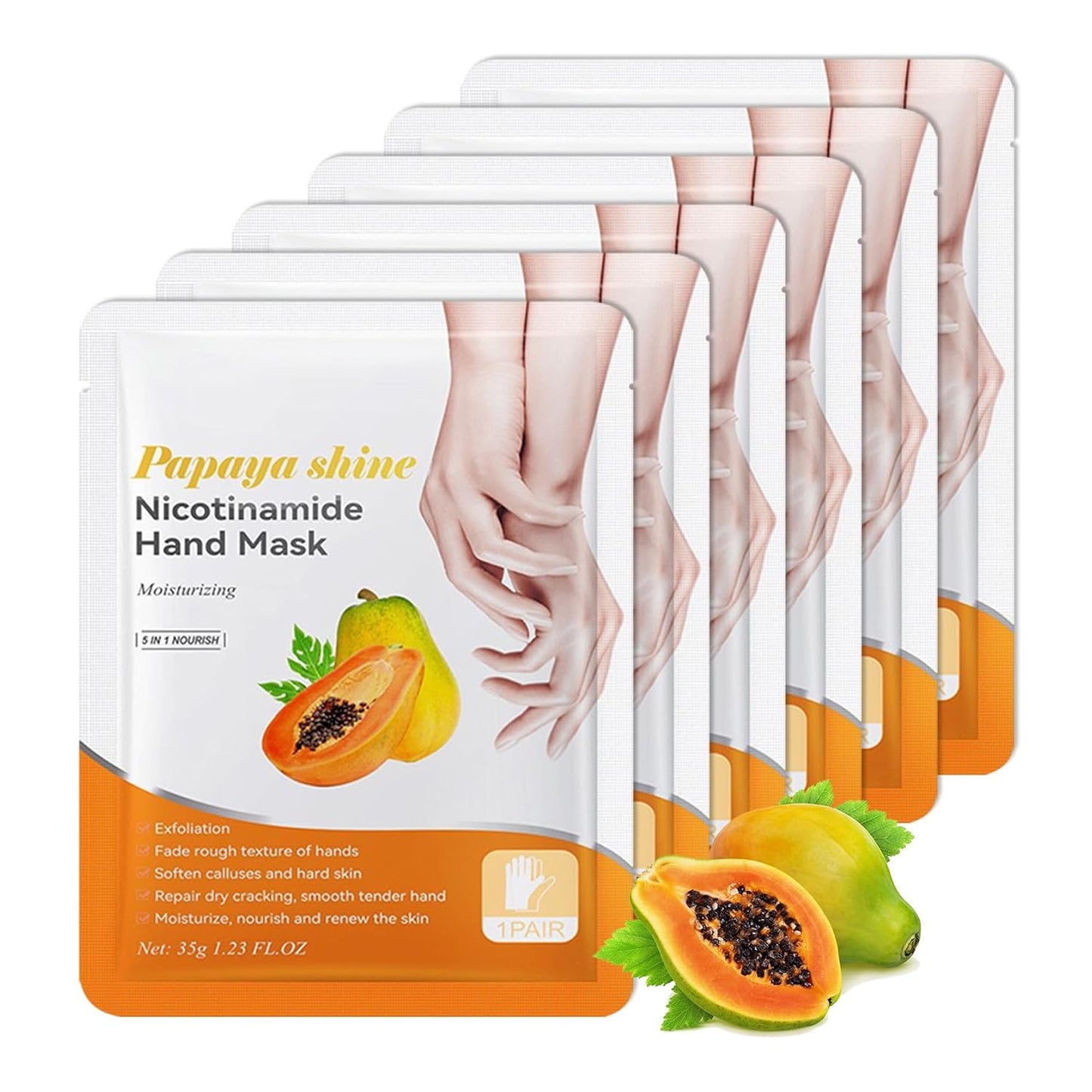 6 Pairs Hand Masks Moisturizing Gloves, Hydrating Hand Mask Moisturizer Gloves Care for Dry Cracked Hands, Smooth Long Lasting Soft Firming Hand Mask Gift Set for Men Women（N