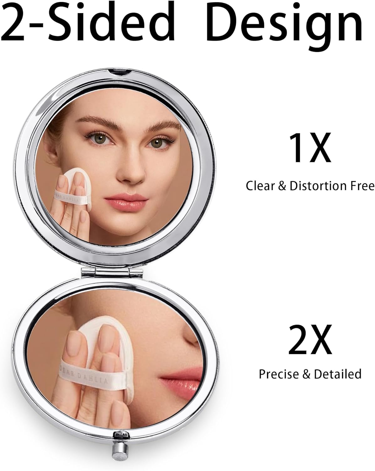 Compact Mirror, Pocket Travel Makeup Mirror for Purse, Metal Round Shell, 2-Sided 1X/2X Magnifying, Portable, Folding, Handheld, Silver, 18 Pack