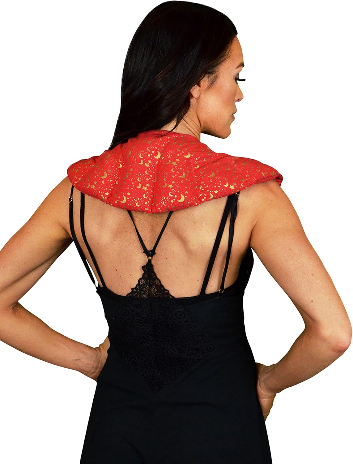 Nature's Approach Herbal Neck Wrap Microwavable Shoulder Wrap Cotton Organic Heating Pad - Cold Therapy Pain Relief for Muscle Tension Stress Reduction (Shoulder Wrap Celestial Red)