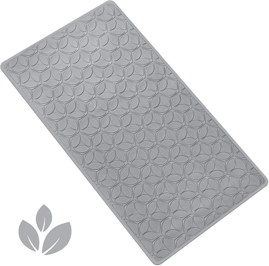 WRISIN Bathtub Mat Non Slip with Suction Cups - 100% Rubber Bathroom Mat Textured for Bath Tub Shower Safety - Soft on Touch - BPA/PVC Free - Pet Dog Bath Mat - Machine Washable - 16 × 28 Inch（Gray）