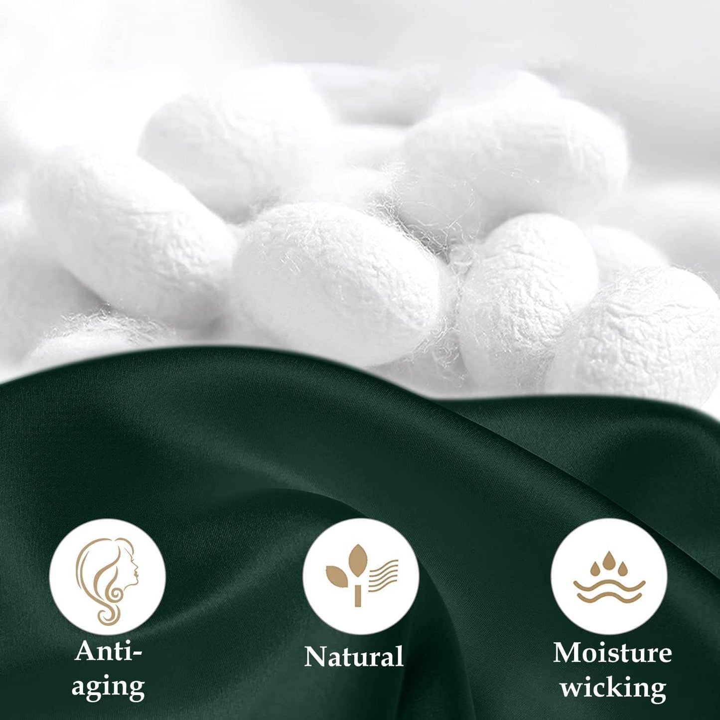 INSSL Silk Pillowcase for Women, Mulberry Silk Pillowcase for Hair and Skin and Stay Comfortable and Breathable During Sleep(Dark Green,Queen)