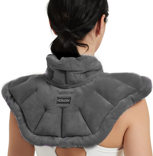 Neck Heating Pad Microwavable for Shoulders, Warmer Wrap Microwave Heating Pad for Neck and Shoulders for Pain Relief - Gray