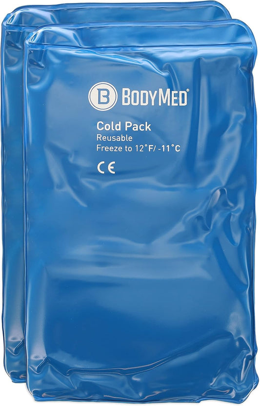 BodyMed Reusable Vinyl Ice Pack (2-Pack) for Knee, Arm, Elbow, Shoulder, Back - Professional Grade Cold Therapy for Injuries, Aches, Swelling, Bruises, Sprains - 12 in. x 7 in. (Half)