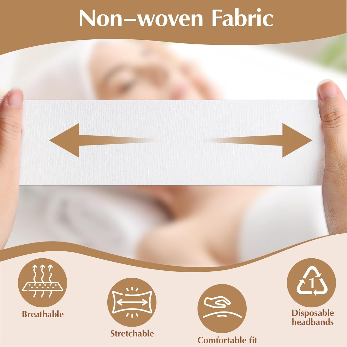 200 PCS Disposable Hairband for Women, Non-woven Fabric Spa Headband for Makeup, Travel, Securing Hair during Facial