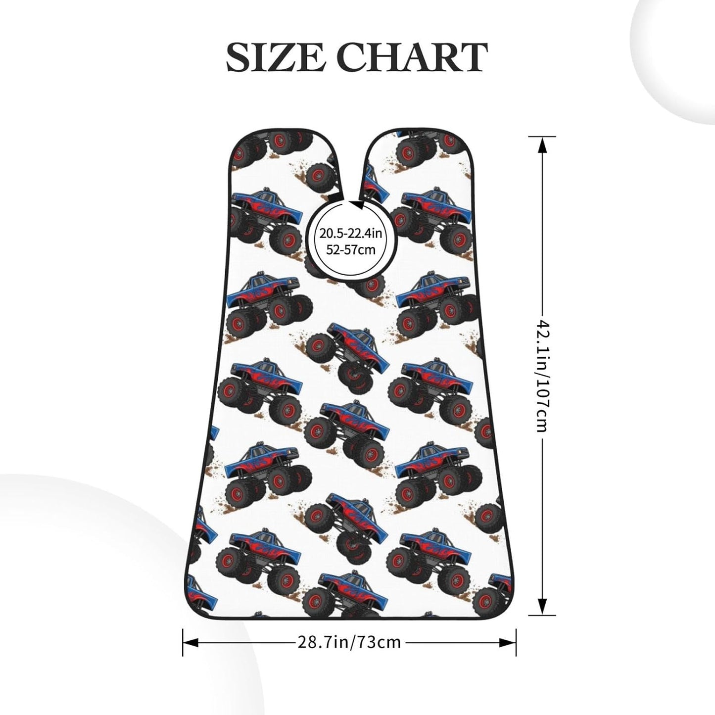 Beard Grooming Cape, Waterproof Hair Catcher for Shaving Trimming, Non-Stick Bib Apron Gifts for Dad Men, Red Blue Car Cartoon Truck Monster Shave Bib