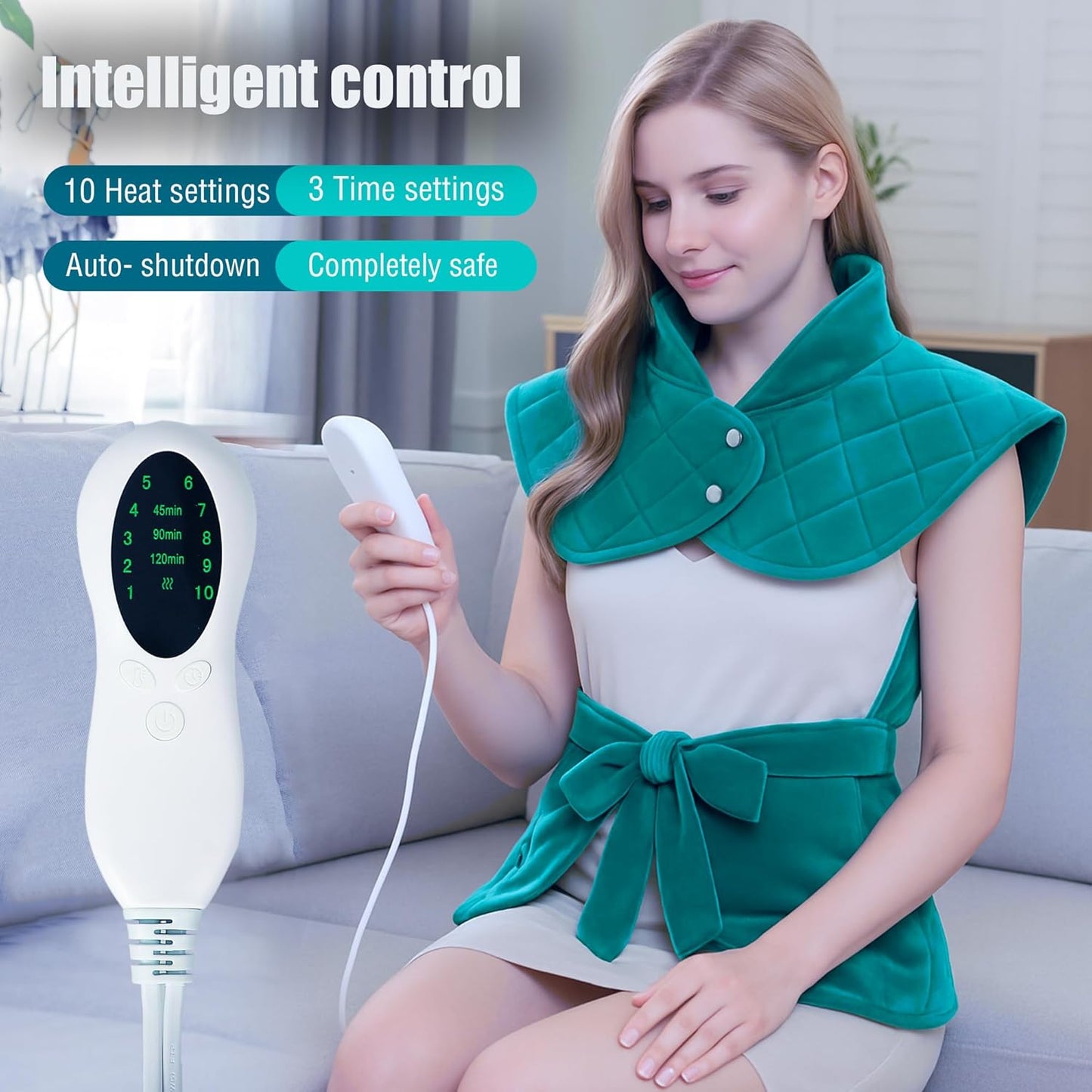 Weighted Heating Pad for Back Pain Relief,Holiday Gifts for Women Men Parents Wife,Heating Pad for Neck and Shoulders and Back,Machine Washable (Turquoise)