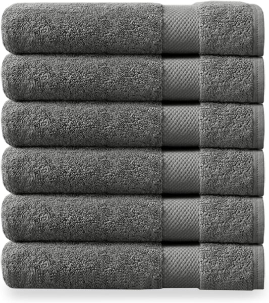 Delara Organic Cotton Luxuriously Plush Washcloths Pack of 6 | GOTS & Oeko-TEX Certified | Premium Quality Face Towels | Feather Touch Technology|650 GSM Long Staple|Soft, Quick Dry & Ultra-Absorbent