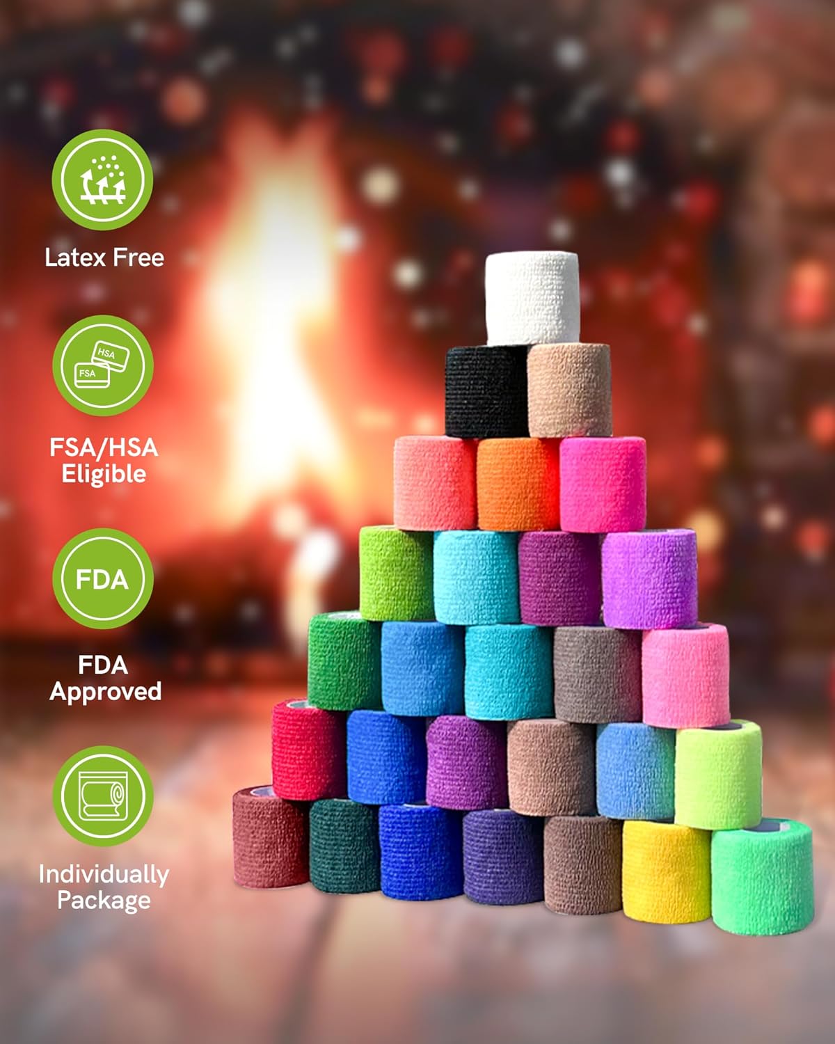 FriCARE Self Adhesive Bandage Wrap, Medical Tape in First Aid Kit, Cohesive Bandages for Wounds Sport Vet, 2 Inches X 5 Yards 6 Rolls, Teal