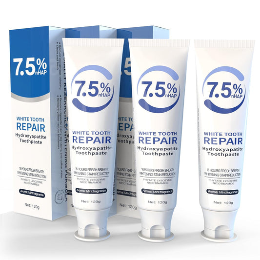 Hydroxyapatite Toothpaste, Nano Hydroxyapatite Toothpaste for Enamel Protection and Tooth Strengthening, Fresh Mint Flavor, Promotes Fresh Breath, Daily Use for Oral Health 3 Pack