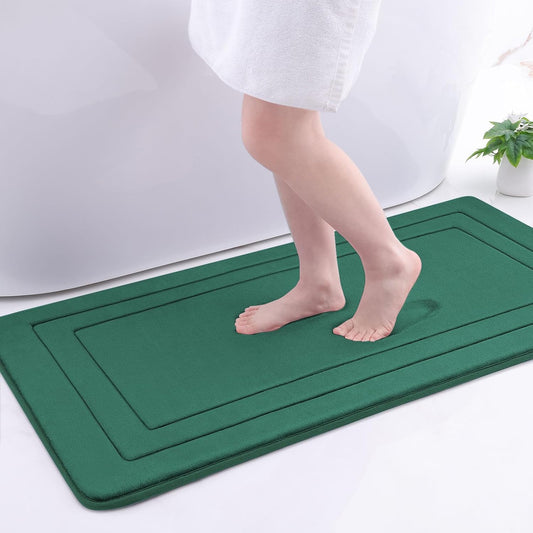 Arotive Memory Foam Bathroom Rug Mat 44x24, Ultra Soft and Absorbent Bath Mat, Machine Wash Dry, Comfortable Bath Rug Carpet for Bathroom Floor, Tub and Shower, Dark Green