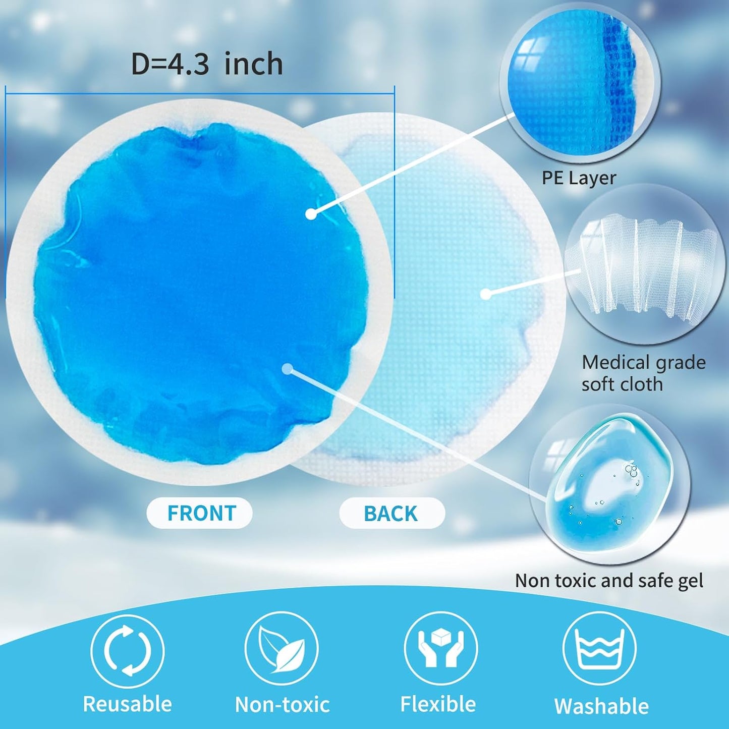 50 Pack Small Ice Packs for Injuries Reusable,Hot & Cold Gel Ice Pack for Face,Eyes,Teeth,Allergies,Surgery Recovery,Muscle Pain Relief,Hand-Free Cold Compress for Boo Boos,Students(50 Blue)