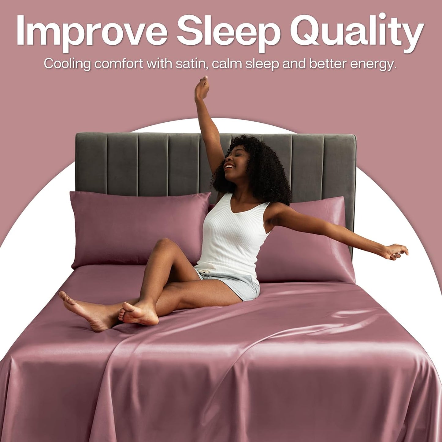 MR&HM Satin Pillowcase for Hair and Skin, Silk Satin Pillowcase 2 Pack, King Size Pillow Cases Set of 2, Silky Pillow Cover with Envelope Closure (20x40, Rose Taupe)