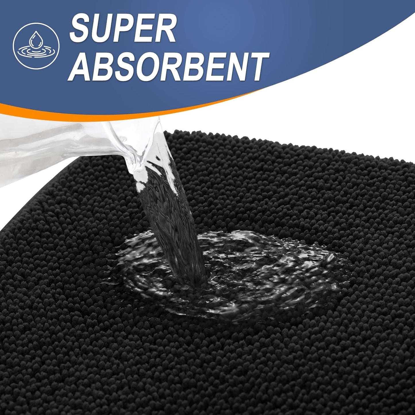 OLANLY Thick Memory Foam Bath Mat Rug 36x24, Extra Soft Absorbent Bathroom Rug, Quick Dry Bath Mats, Non-Slip, Machine Washable Carpet for Bathroom, Tub and Shower, Home Decor Accessories, Black