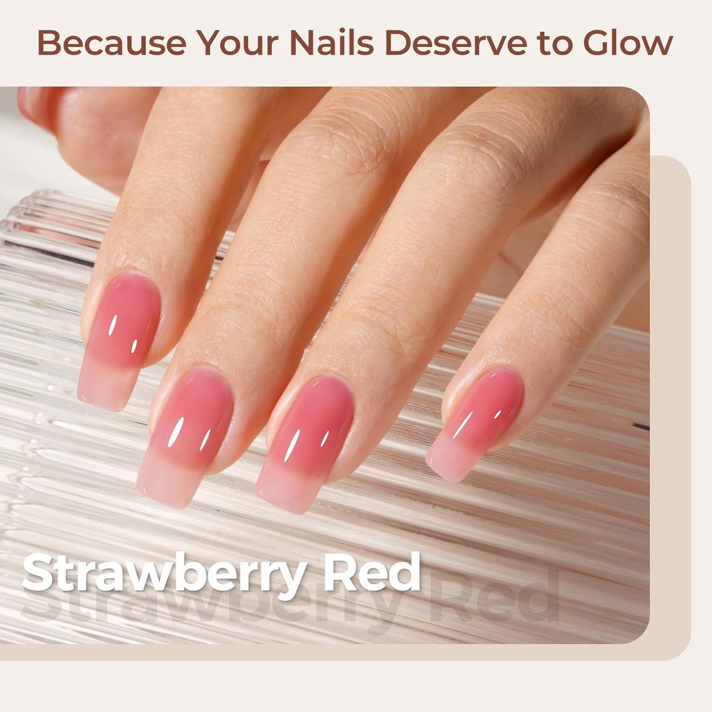 AILLSA Red Jelly Gel Nail Polish Strawberry Color Nude Polish Natural Rose Translucent Gels Polish Sheer Apple Candy Polish Soak Off U V Gel for Nail Art at Home 0.51 Fl Oz /GB92