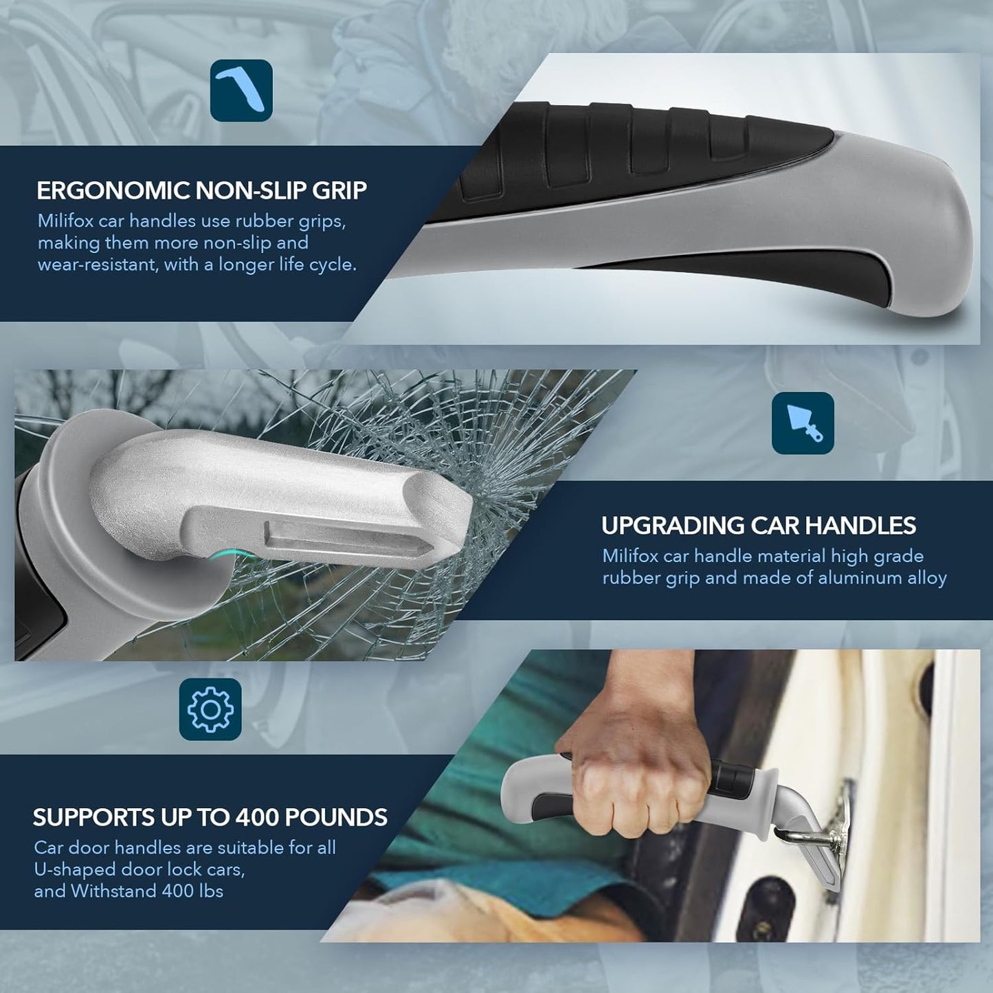 Car Door Handle for Elderly Car Handle Assist Support, Portable Auto Grab Handles for Handicap Seniors, Light Grey and Black