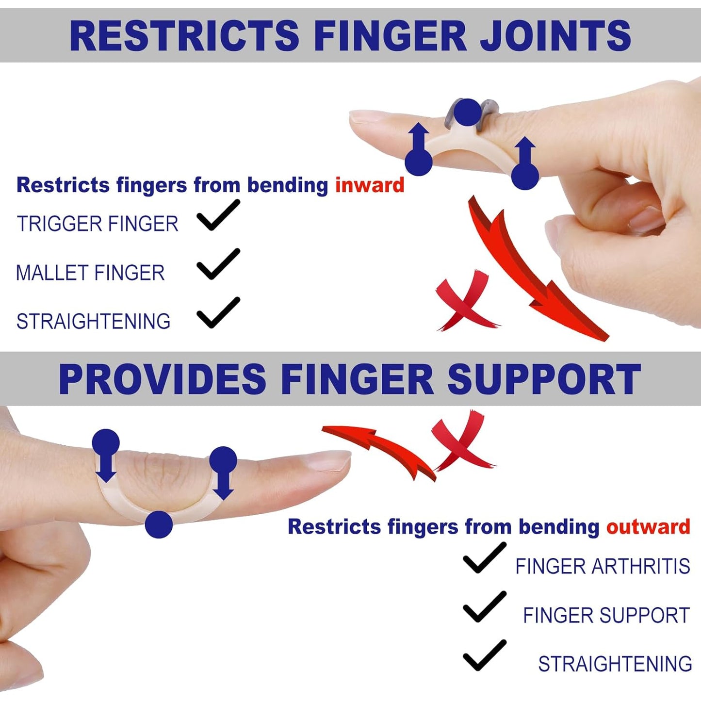 8Pcs Oval Finger Splints & Click-Lock Adjustment Kit, 4 Graduated Finger Ring Splint & 4 Splint Adjustment, Finger Braces for Arthritis, Mallet, Straightening, Support (Size 11-14)