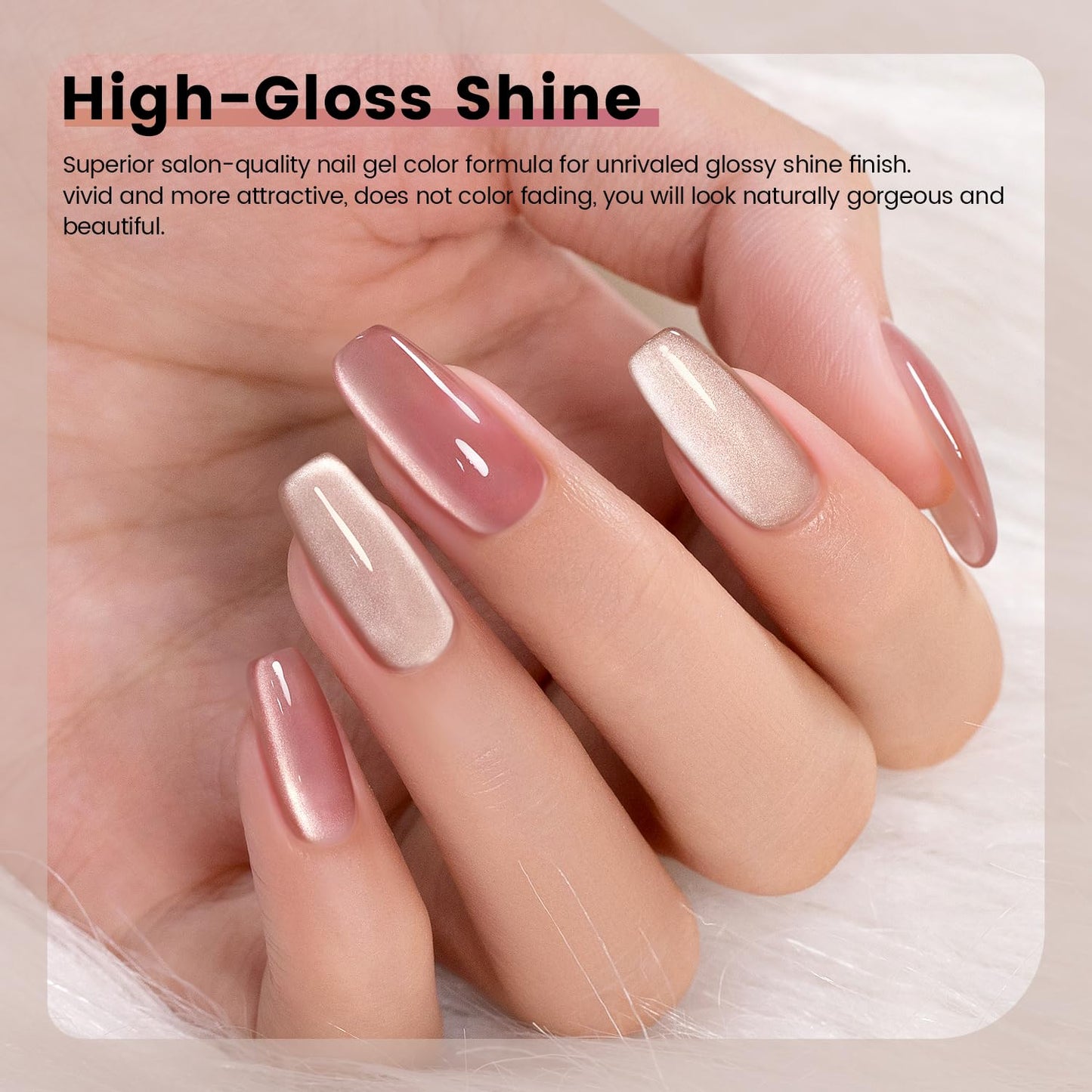 RARJSM Nude Glitter Cat Eye Gel Nail Polish Set 6Pcs Ceramics Pink Light Purple Brown Velvet Shimmer Smoothie Cateye Gel Polish with Magnetic Stick UV LED Curing Require Home Salon Nail Design