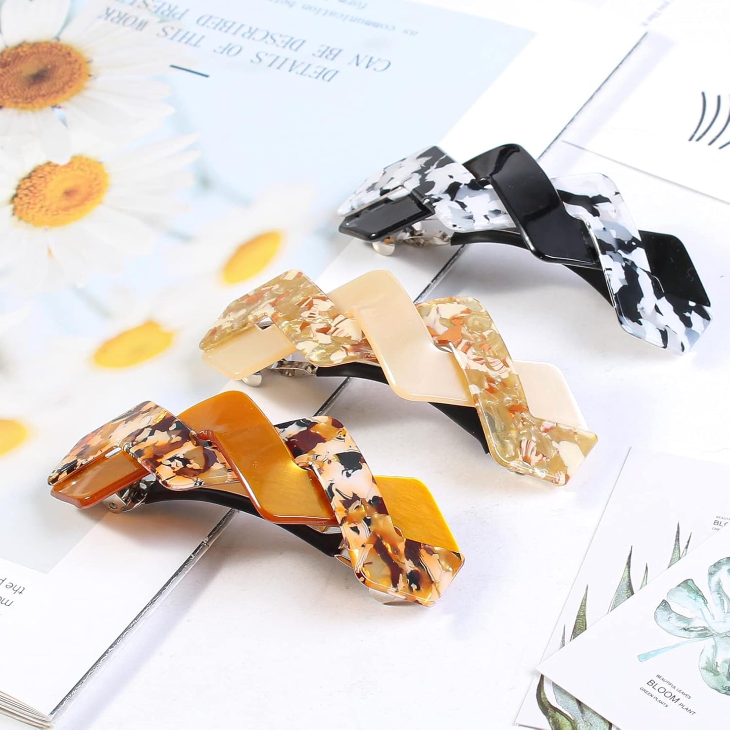 3 Pcs Barrettes for Women - Large French Hair Pins, Retro Clasps for Thick Hair Accessories (mahua5)