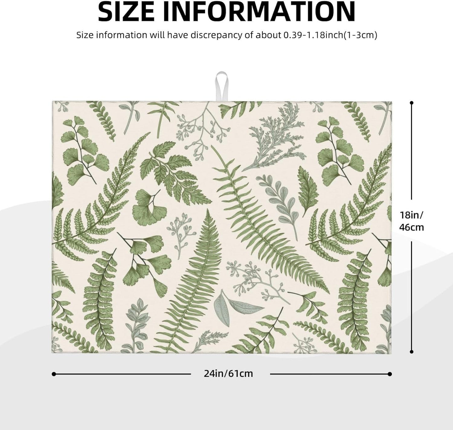 Vintage Botanical Leaves Dish Drying Mat For Kitchen Counter Absorbent Large Kitchen Fast Dry Pad Reusable Washable Protector Rack Large Mat 18 X 24