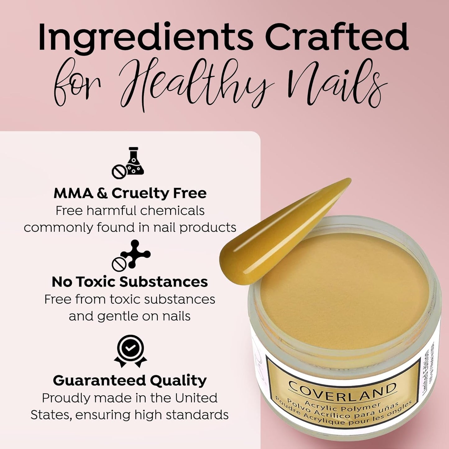 Tones Coverland Acrylic Nail Powder " Sunny Honey" - Limited Edition Acrylic Powder for Nail Design, Sculpting, and Masking Nail Bed Imperfections - Professional Acrylic Nail Supplies - (1.5 Oz)