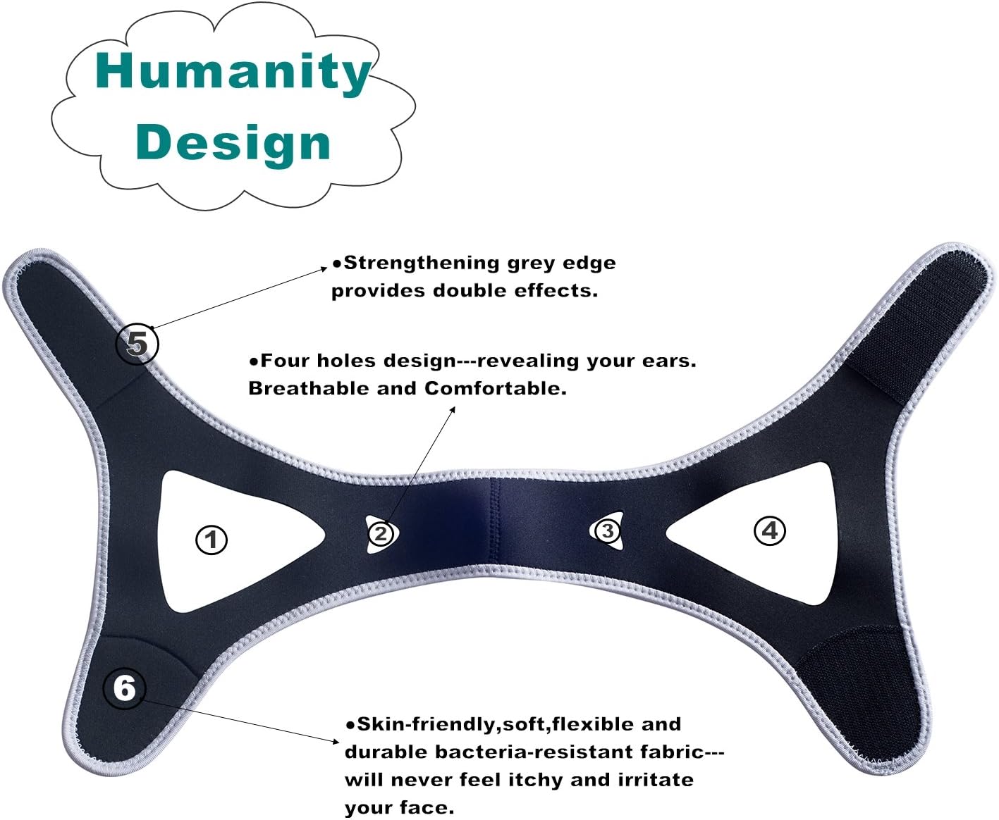 Anti-Snoring CPAP Chin Straps & Jaw Support Belts - Natural Sleep,Instant Relief - Adjustable Velcro - Non-Sliding Off - Comfortable,Breathable Fabric - Stop Snoring CPAP Headband (Grey)