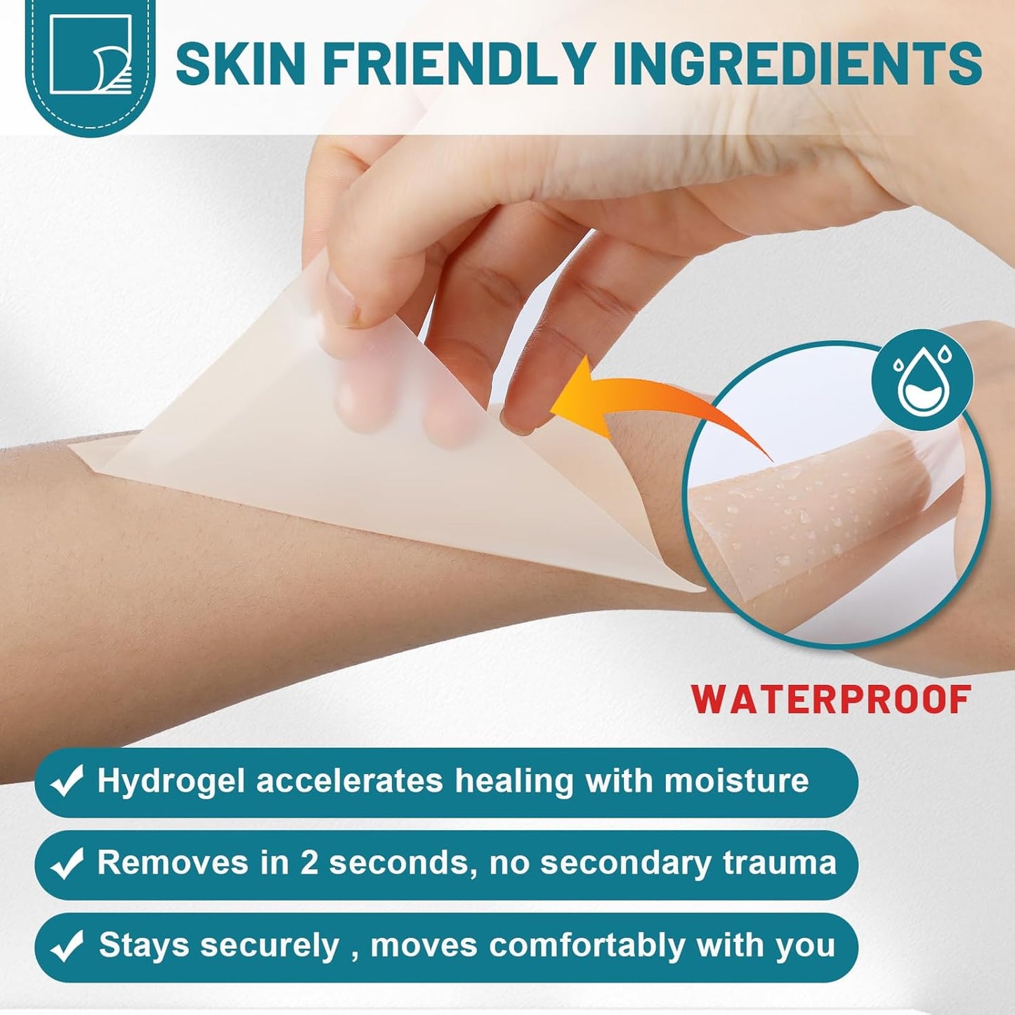 WUYUAN Hydrocolloid Roll for Wound Care, 2in*16.5ft Hydrocolloid Bandages with Self-Adhesive, Extra Large Hydrocolloid Patch Bandages Cut-to-Size, Ultra Absorbent, Waterproof