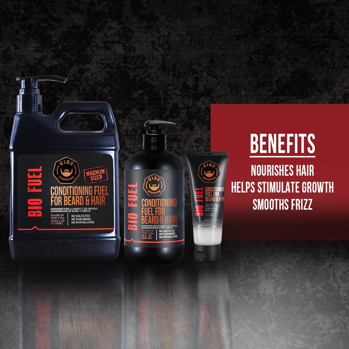 GIBS BioFuel Hair Conditioner For Men - Beard & Hair Conditioner, 3.25 oz