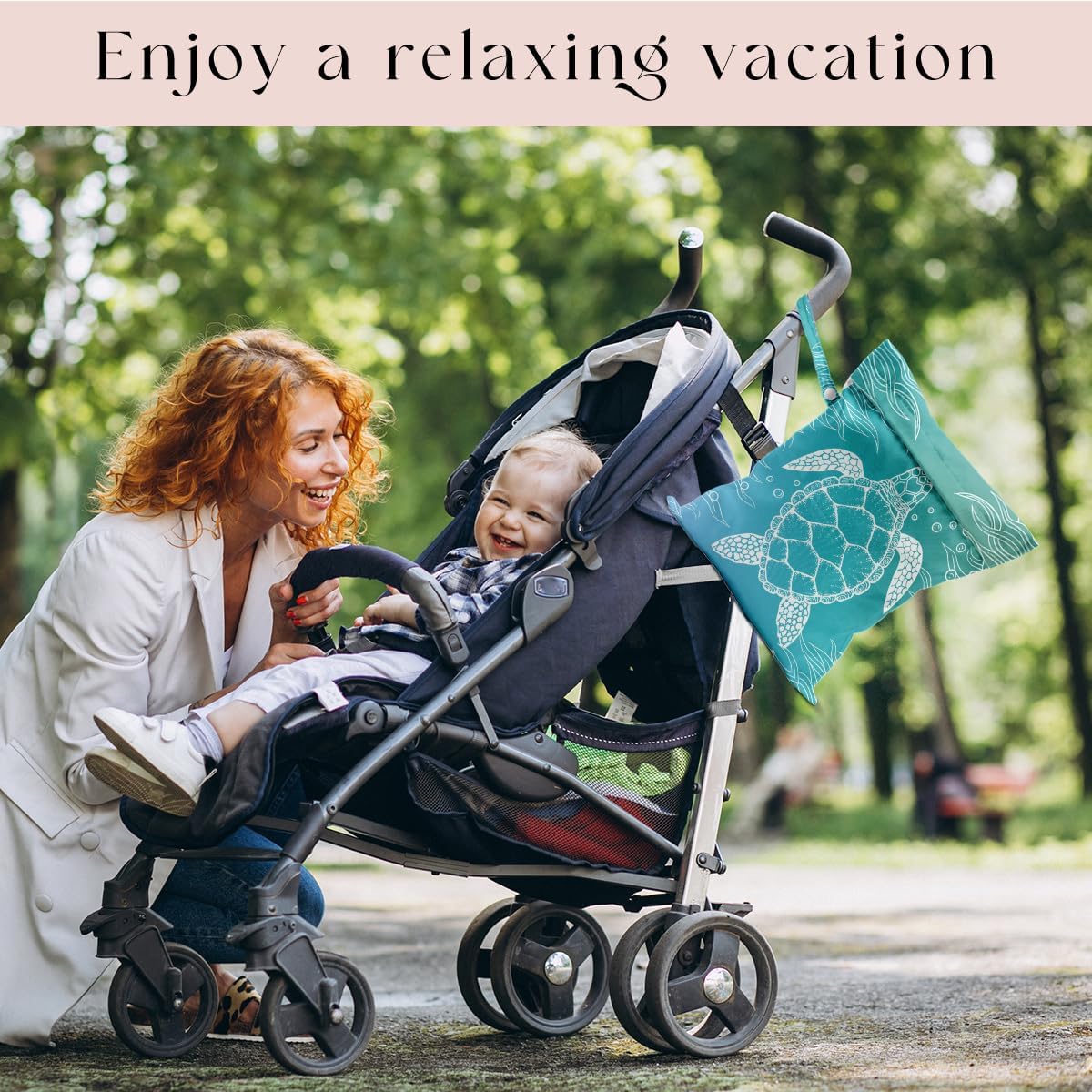 Waterproof Wet Bag for Swimsuit, Travel Beach Wet Dry Bag, Hidden Zipper Reusable Turtle Wet Bags, for Travel Beach Wet Swimsuits Toiletries Diapers Dirty Gym Clothes Laundry Bag