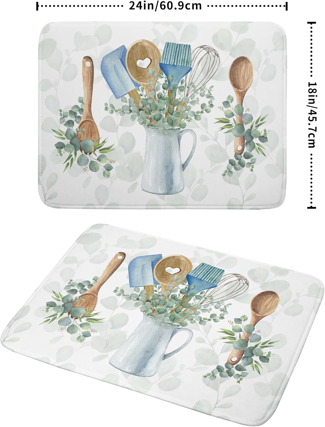 Sage Green Dish Drying Mat for Kitchen Counter, Cooking Supplies Reversible Dish Drainer Rack Pad Fast Dry Kitchen Accessories 18x24 Inch