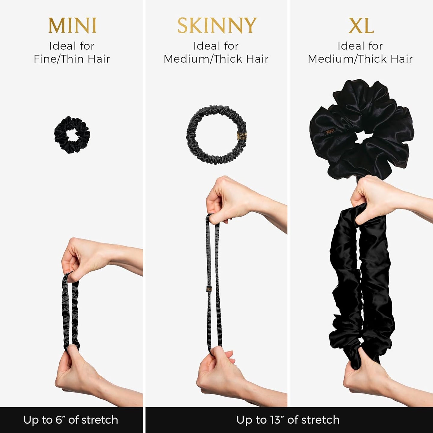 Authentic Mulberry Silk Skinny Hair Match Scrunchies for Women, Anti Breakage Hair Ties for Curly Thick & Thin Hair, 100% Silk for Buns, Sleep & Ponytail, Platinum/Warm Blonde (4 Pack)