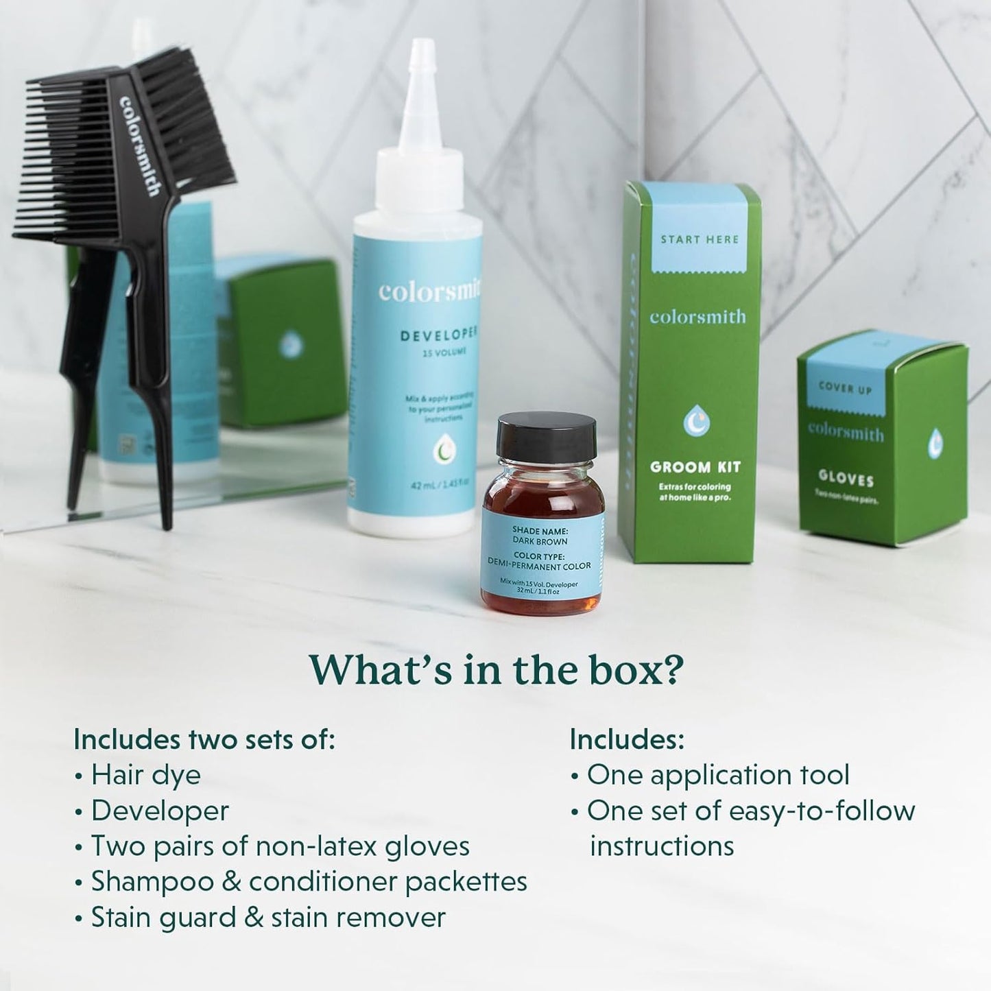 Hair & Beard Color for Blending Grays 2 pack - Dark Natural Copper Blonde - Ammonia-Free Complete Men’s At-home Beard & Hair Dye Kit, Professional-grade Demi-Permanent Hair Color (7.04)